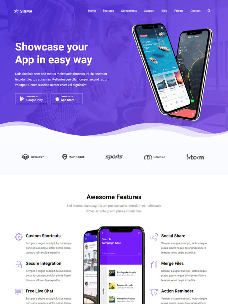 Sigma - App Landing Page Template - FlashBlue